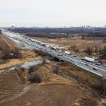 Aerial view of Highway 401 at Credit River