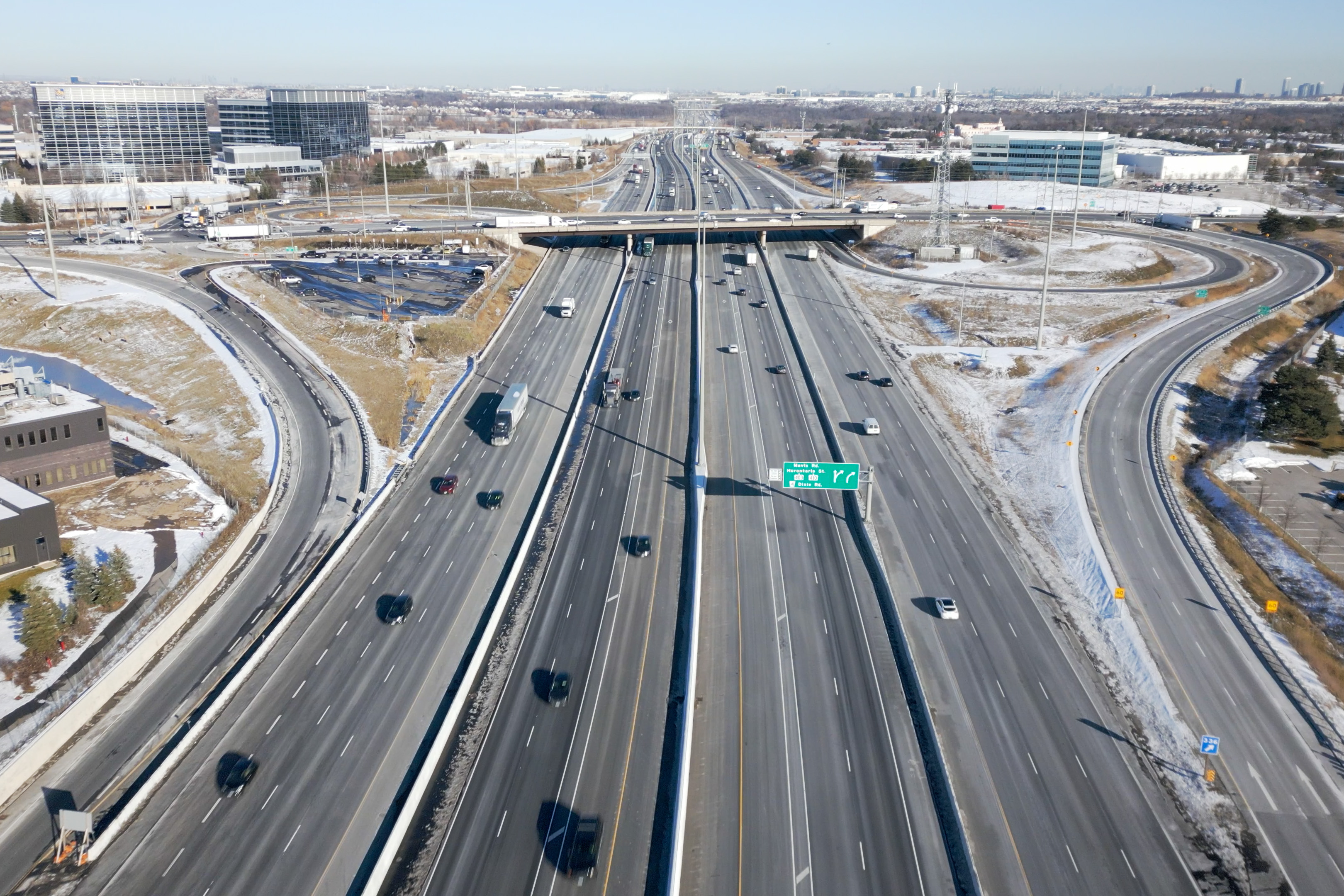 All lanes open! At the Mississauga Road interchange.